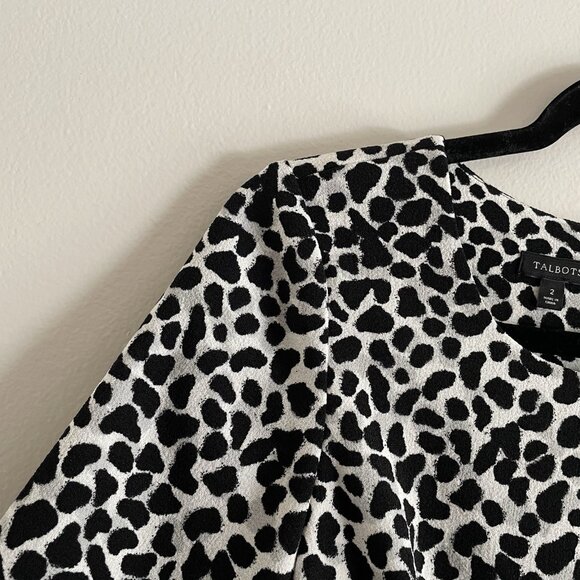 Talbots Sz 2 Snow Leopard Animal Print Career Workwear Short Sleeve Sheath Dress - Picture 6 of 11